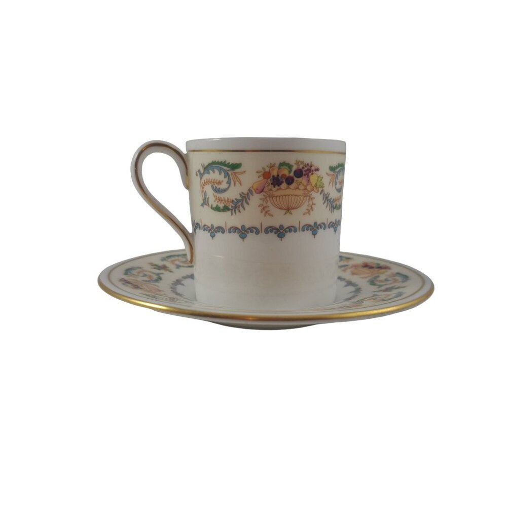Aynsley Banquet Flat Demitasse Cup Saucer Set Fine Bone China England